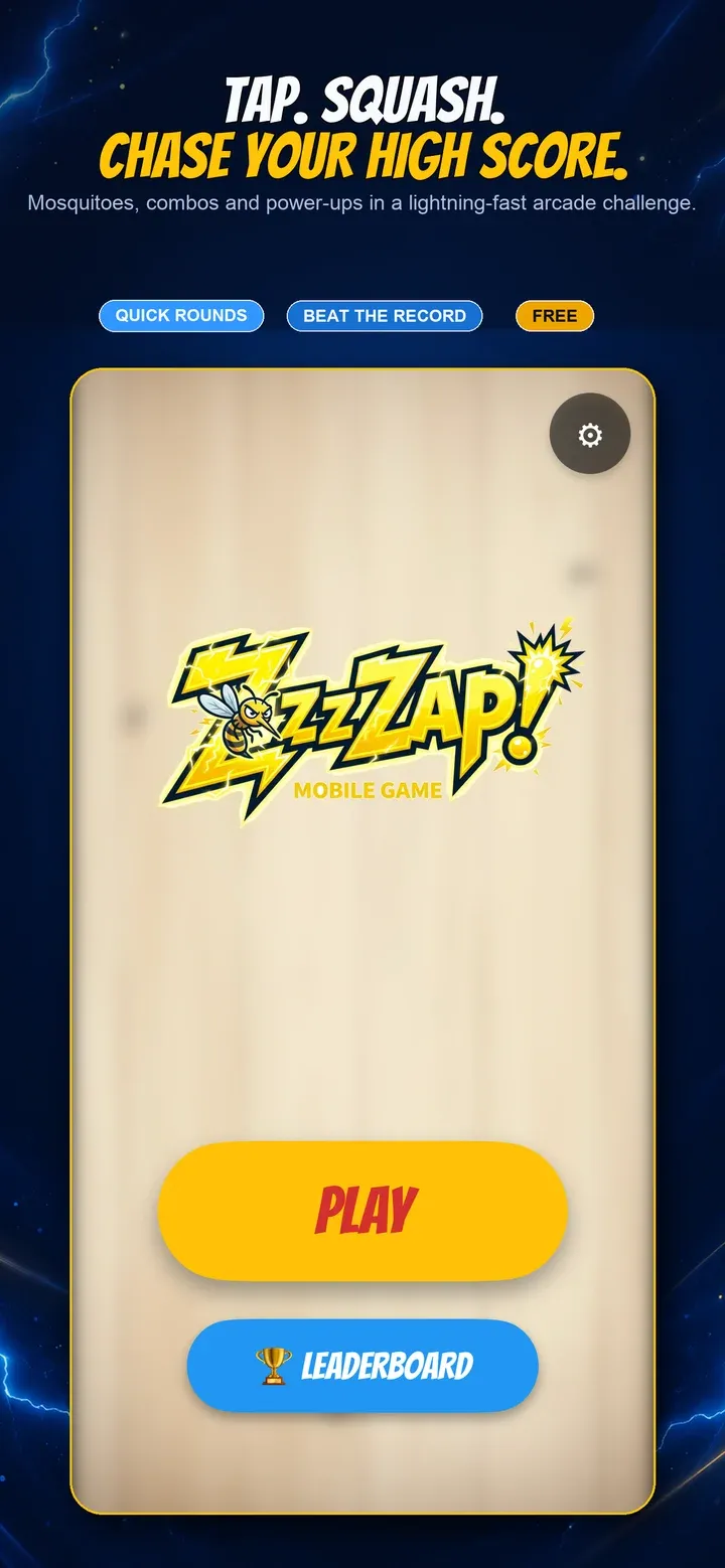 ZzzZap! title screen with the mosquito swarm