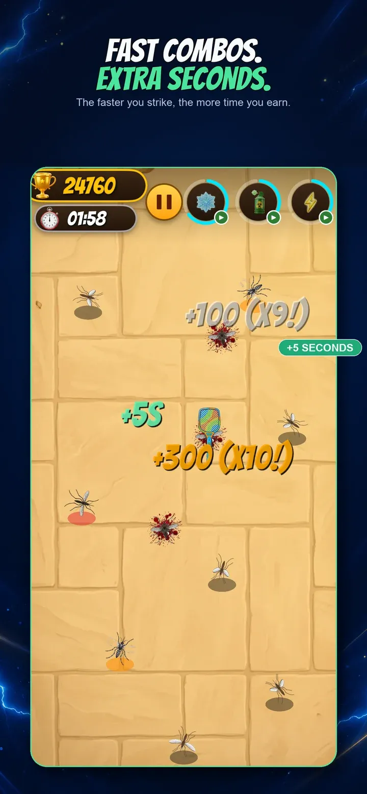 A combo in progress with its score multiplier