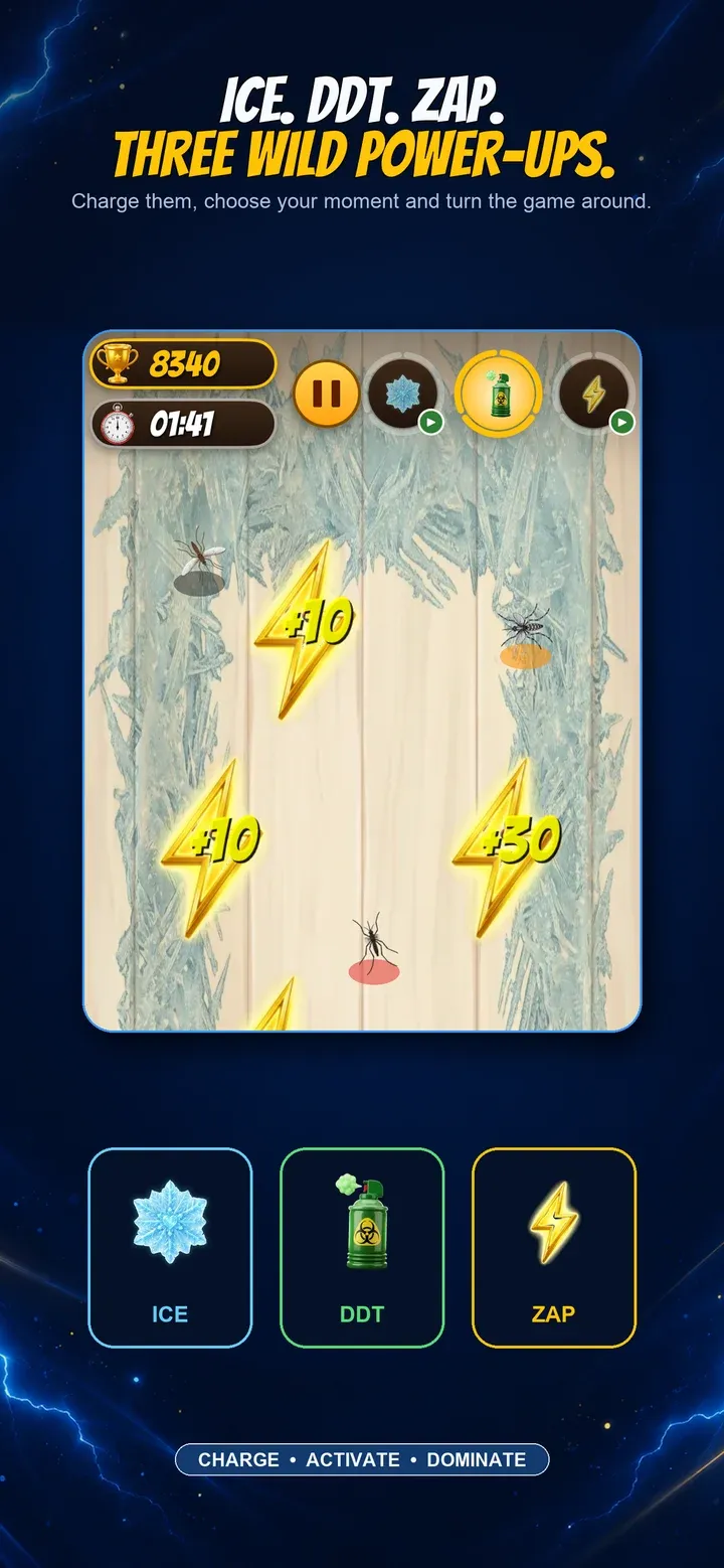 The Ice, DDT and Zap power-ups