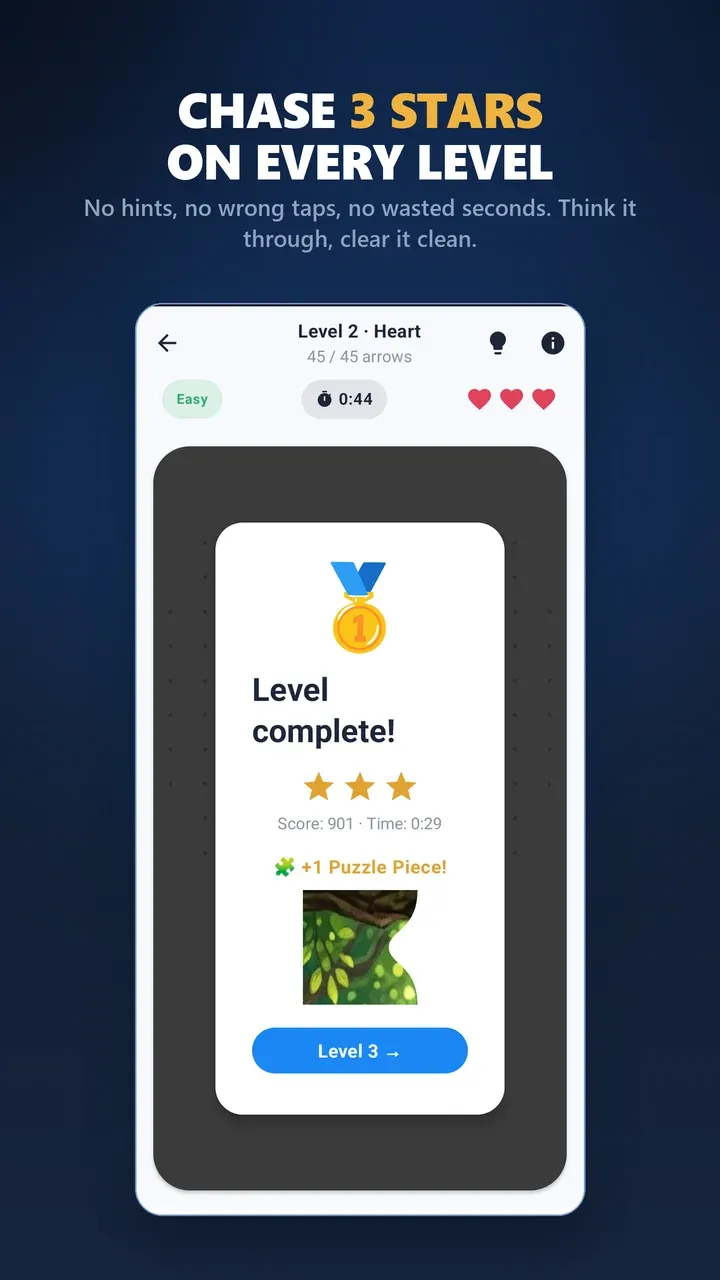Level complete with 3 stars